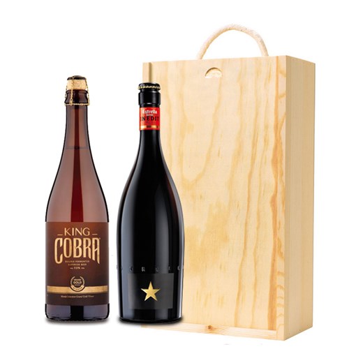 Buy online Inedit Damm And King Cobra 75cl Twin Wooden Gift Box Set
